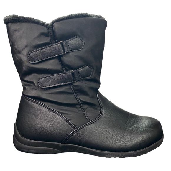 Totes Black Faux Fur Side-Zip Boots - Size 8M - Picture 1 of 12